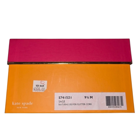 Kate Spade NIB Sage Glitter Peep Toe Cork Heels 9.5 NIB Made in Italy - Picture 9 of 10